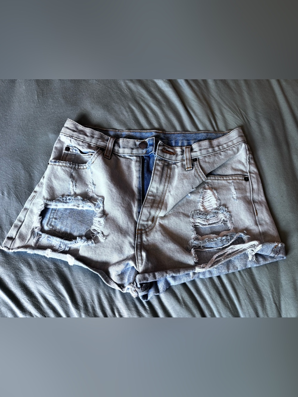 Carmar Distressed Light Gray Denim Shorts